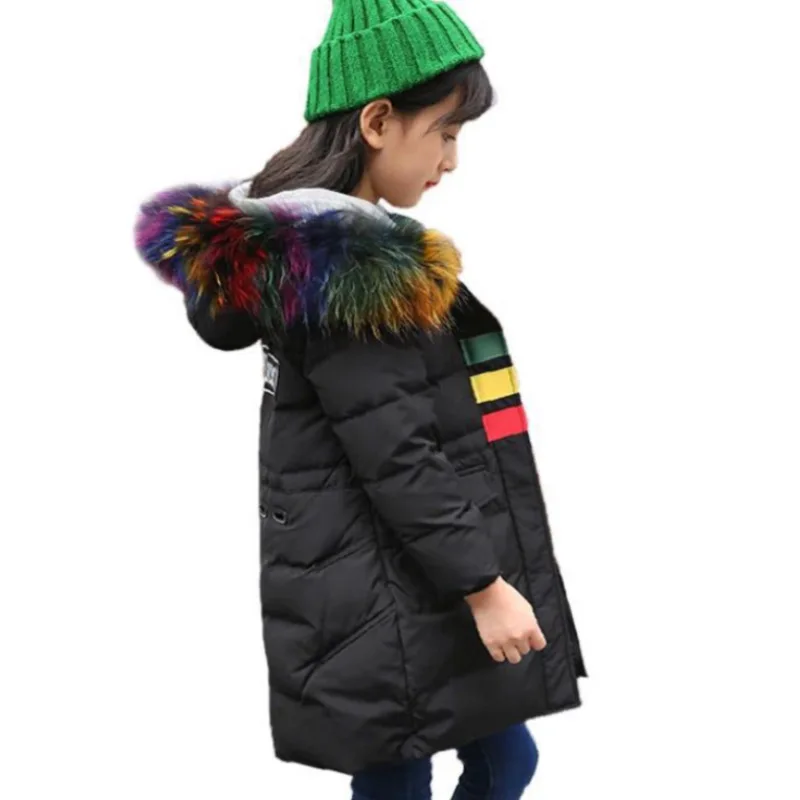 

Fur Hooded Girl Winter Jacket and Jacket Coat Parenting Long Down Jacket Kids Girls Clothes Children Pike Coat Baby Girl Costume