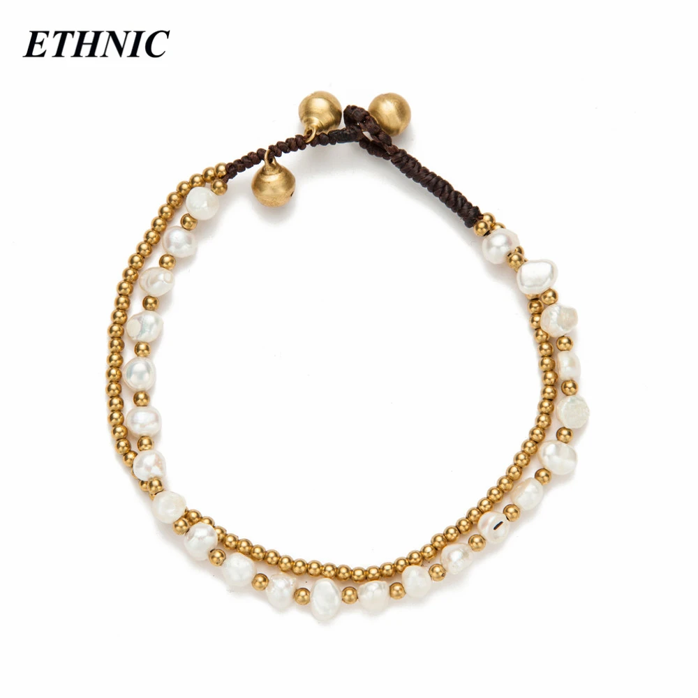 

Summer Style Two Layers Natural Pearl Chain Anklets for Women Handmade Beach Fashion Ankle Bracelet Chain On Foot Jewelry