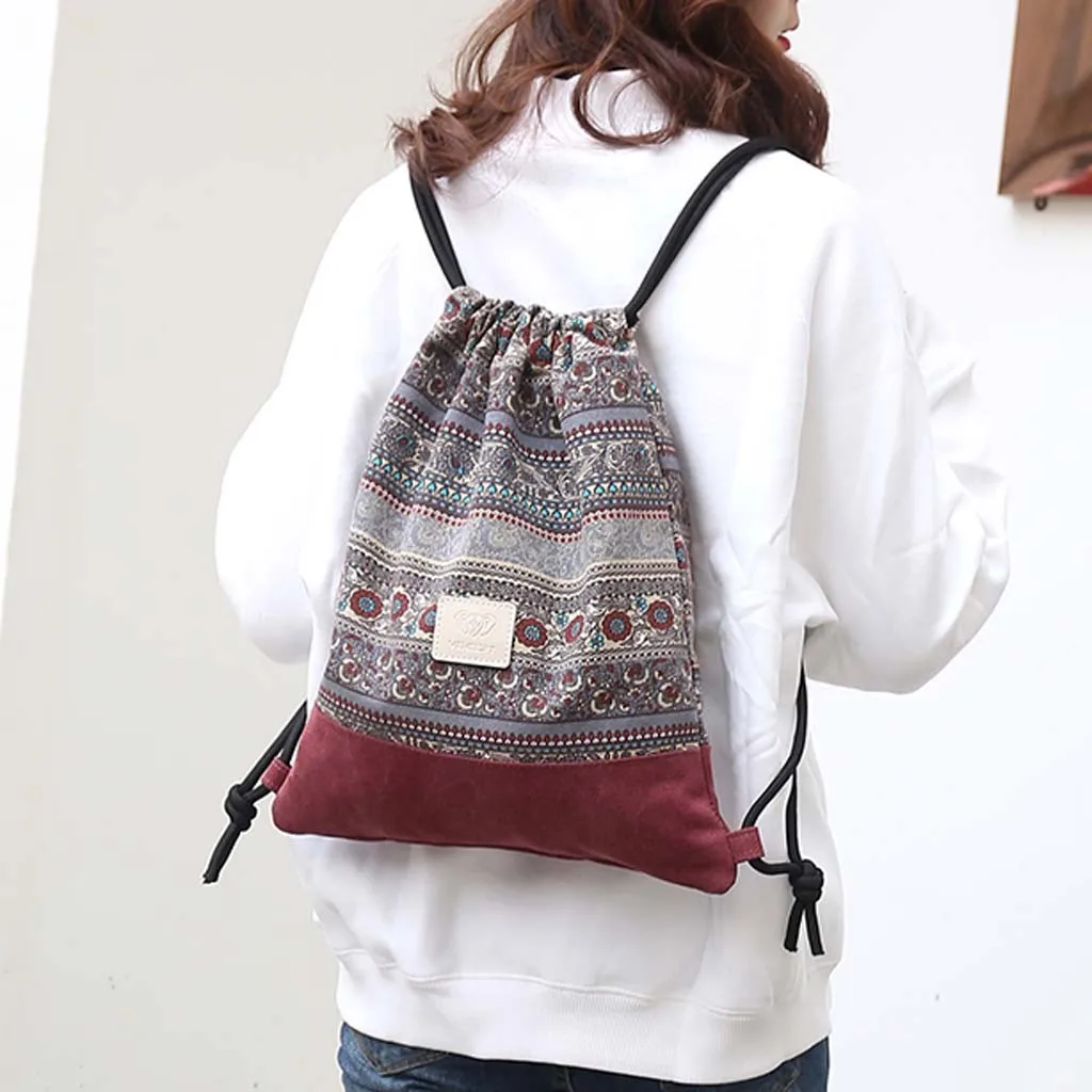 

Backpack Fitness Bag Women Sports Bag Folk-Custom Bouquet Pocket Beach Bag women Backpack Tide Bag #g2