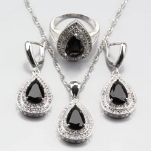 Брелок от manny, капля воды, черный циркон, 925 серебро, Женские Ювелирные наборы, кольцо, серьги, подвеска, ожерелье, цепь, новое поступление