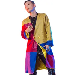 S-6XL! 2018 клуб певец прилив мужской DJ костюм личности моды шить свободные этапе загрузки певица одежда