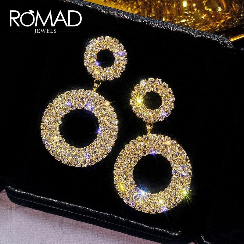 

ROMAD Double Round Metal Arc Circle Earrings For Women Over Size Hyperbole Dangle Simple Earring Pendientes R4