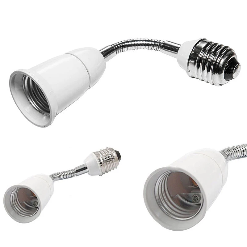 1pcs E27 to E27 LED Bulb Lamp Holders Flexible Extension Adapter Converter White