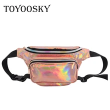 TOYOOSKY поясные сумки для женщин PU поясная сумка из лазерной кожи голографическая сумка для ног кожа для женщин ремень пряжка heuptas чехол для телефона