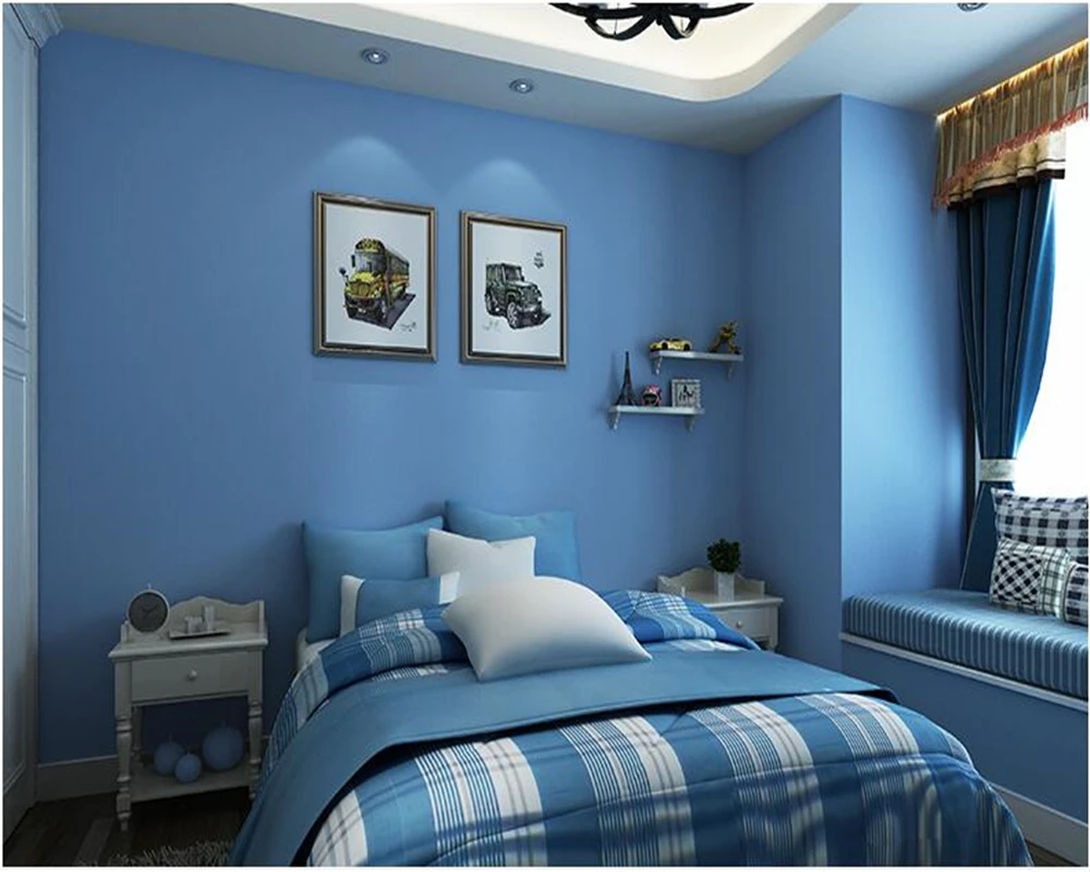 Beibehang Fashion Mediterranean Light Blue Color Plain Nonwoven Wallpaper  Bedroom Living Room Study Full Pure Color 3d Wallpaper - Wallpapers -  AliExpress