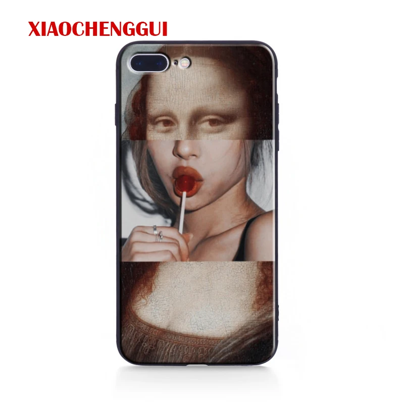 Mona Lisa забавные имитирующие мягкие силиконовые чехлы из ТПУ для телефона Apple iPhone 5 5S 6 6S 6 7 8 Plus X xr xs max 11 pro max