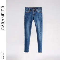 CARANFIER синие джинсы Для женщин Повседневное карман Тощий Карандаш Жан брюки уничтожено рваные джинсовые Для женщин брюки бойфренда Стиль