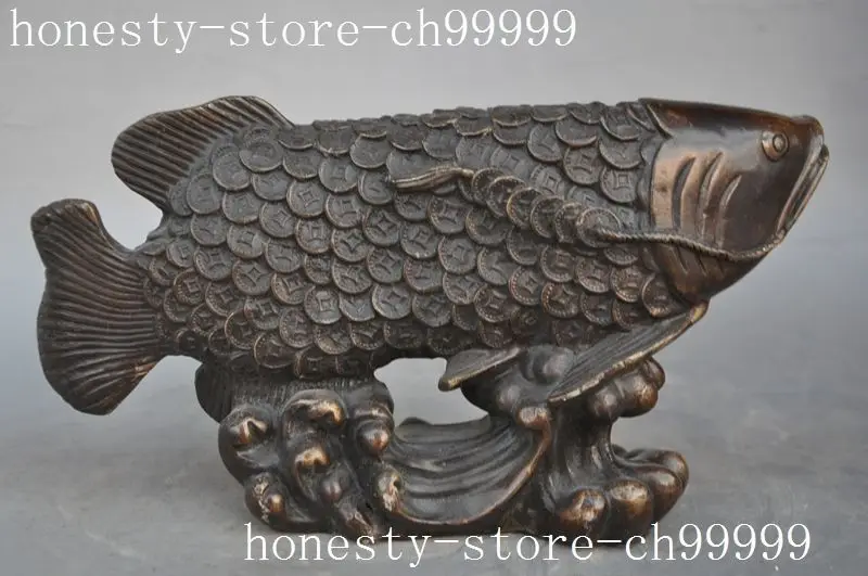 

christmas chinese fengshui bronze copper wealth Goldfish carp fish animal lucky statue halloween