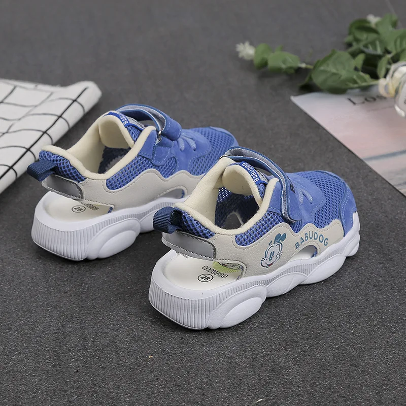 ZYJ Kids Summer Sport Shoes Boys Girls Closed Toe Sandals Cartoon Anti Slip Leather Hook & Loop Mesh Baby Beach Sandal Shoes (23)
