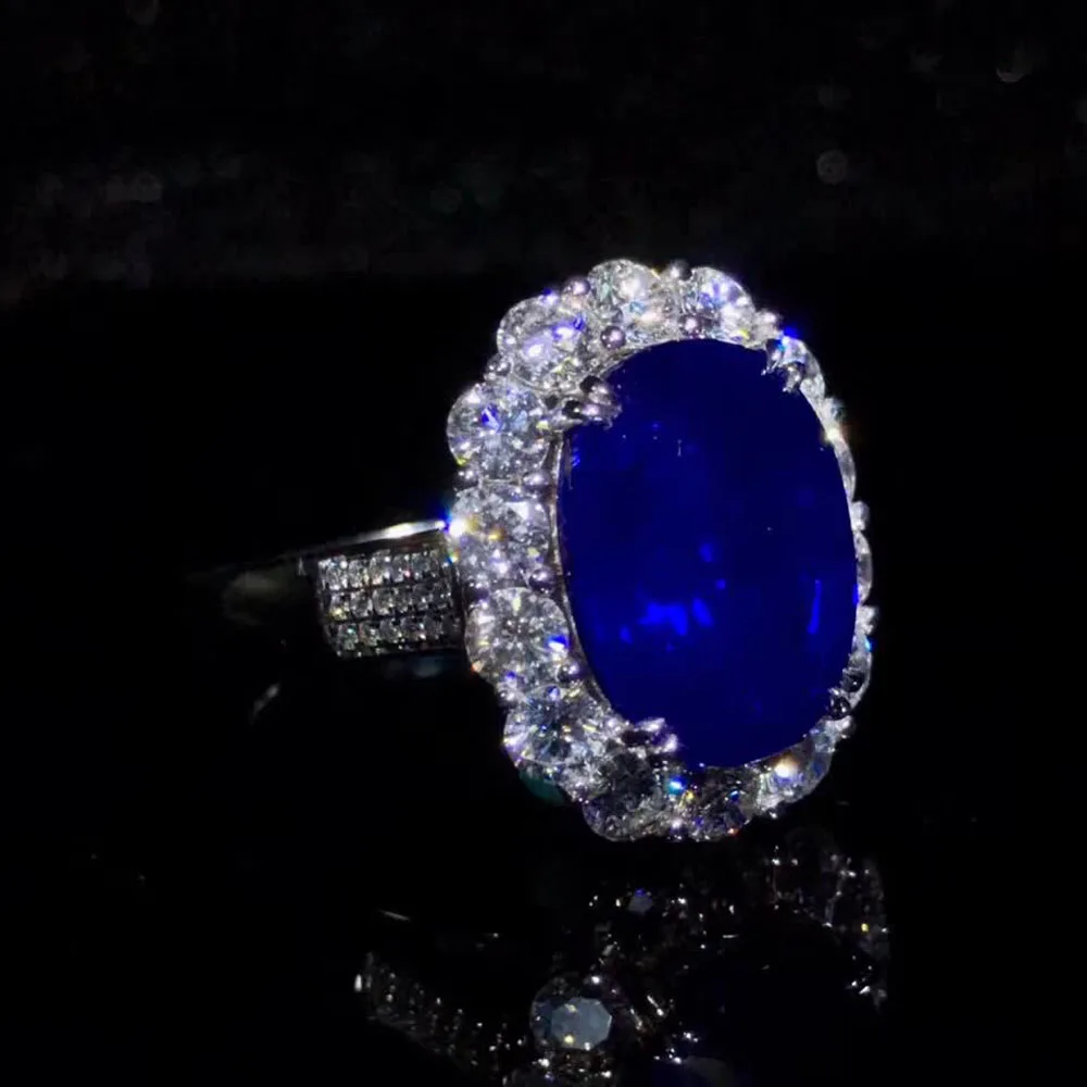 Ювелирное изделие заводское классическое роскошное 18 К золото Южная Африка настоящий бриллиант 9.58ct Натуральный Синий сапфир Золотое кольцо для женщин Свадьба