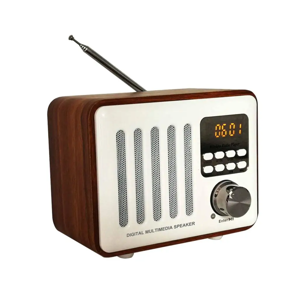 

Bluetooth Speaker Wooden Box Retro Wireless FM Radio Digital Multimedia Player Good quality