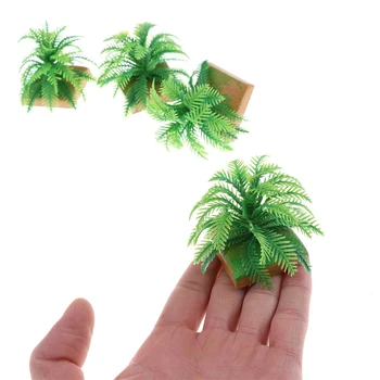 

2PCS 8.5*5.5CM Architectural Model Miniature Plant Model Simulation Imitative Tree Shrub+Base Pedestal For Sand Table Building