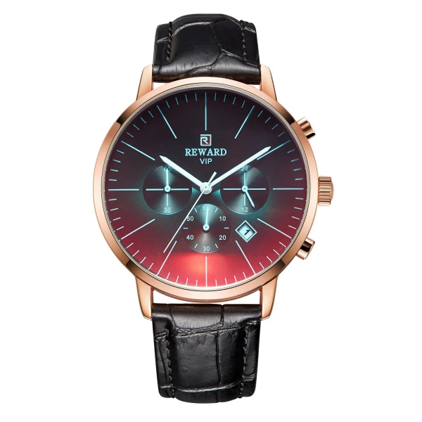 Награда мужские часы модные красочные хронограф спортивные часы мужские водонепроницаемые мужские часы награда часы reloj hombre relogio masculino - Цвет: leather black 2
