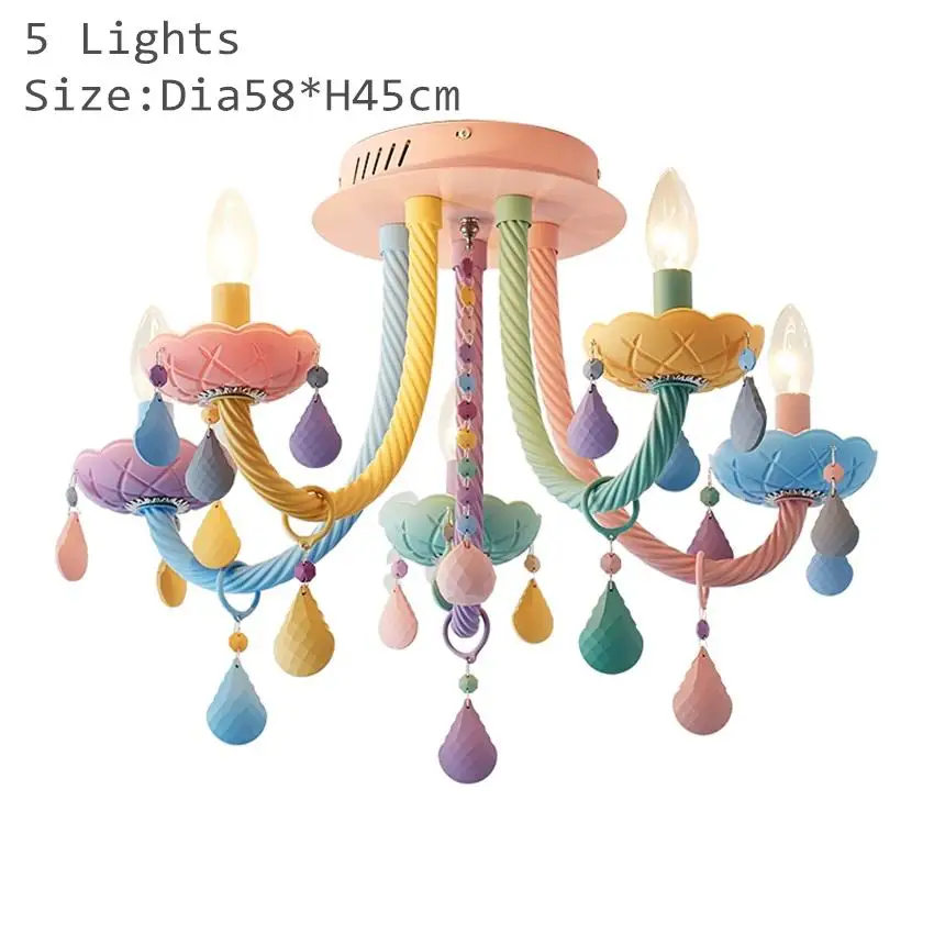 Современная красочная Хрустальная потолочная лампа Macaron, лампа для спальни, детская фантазия, потолочные светильники принцессы для девочек, для домашнего освещения - Цвет корпуса: Colourful