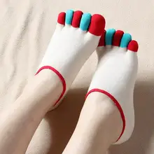 Модный бренд Для женщин носки красочные милые носки из дышащего хлопка Повседневное пять пальцев ног носки 3 пар/лот