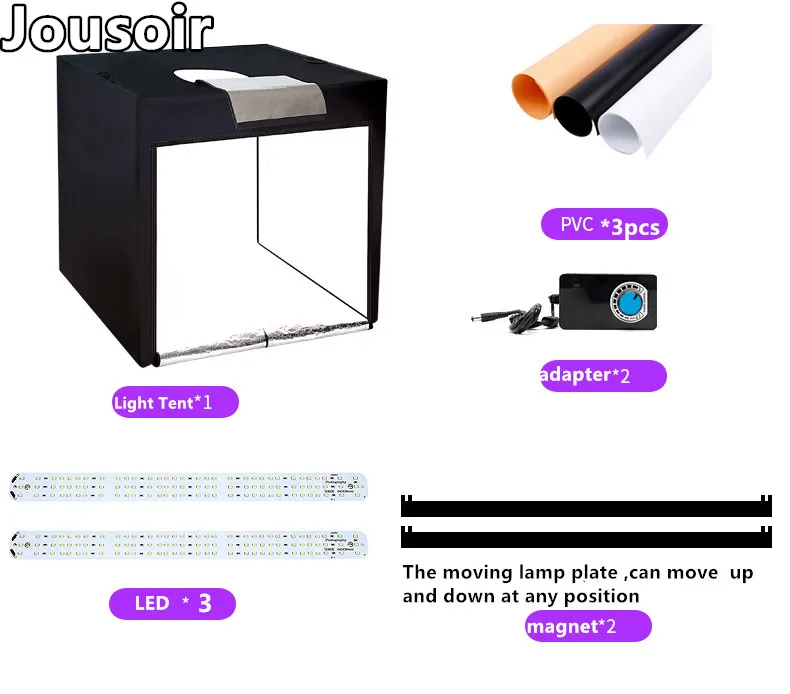 

Portable 3PCS LED light 80CM Photo Studio soft box Shooting Light Tent photo light tent+3 Backdrops fast installation tent cd50