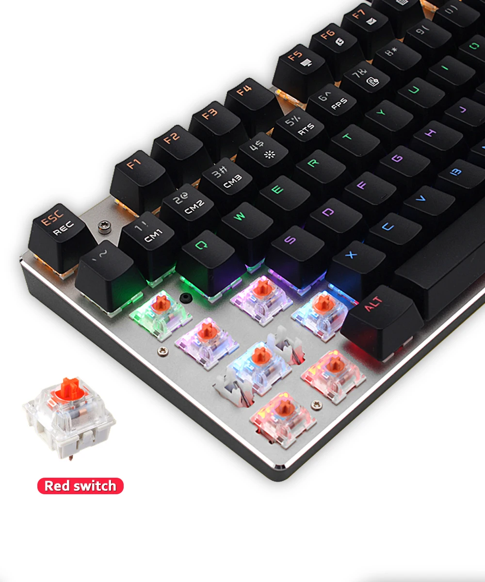 Me Too Original gaming Mechanical Keyboard 87 key Wired keyboard blue/red/black switch Backlit Keyboard English/Russian/Spanish