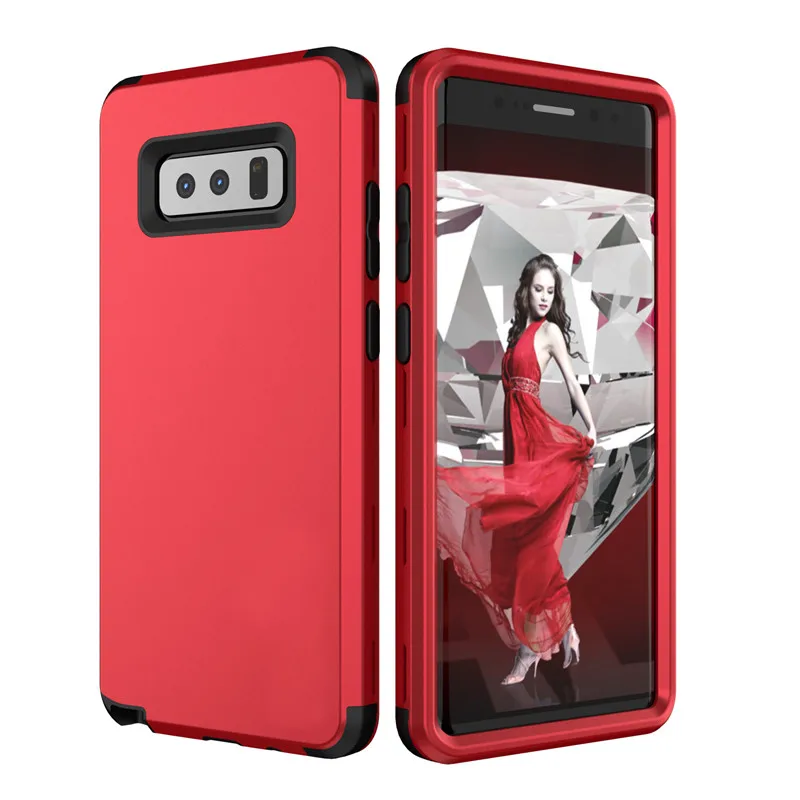 

Samsung s9 Plus note8 Plain Color PU Soft Silicone Hard PC 360 Degree Shockproof Hybrid Armor 3-Layers Full-Body Protection Case