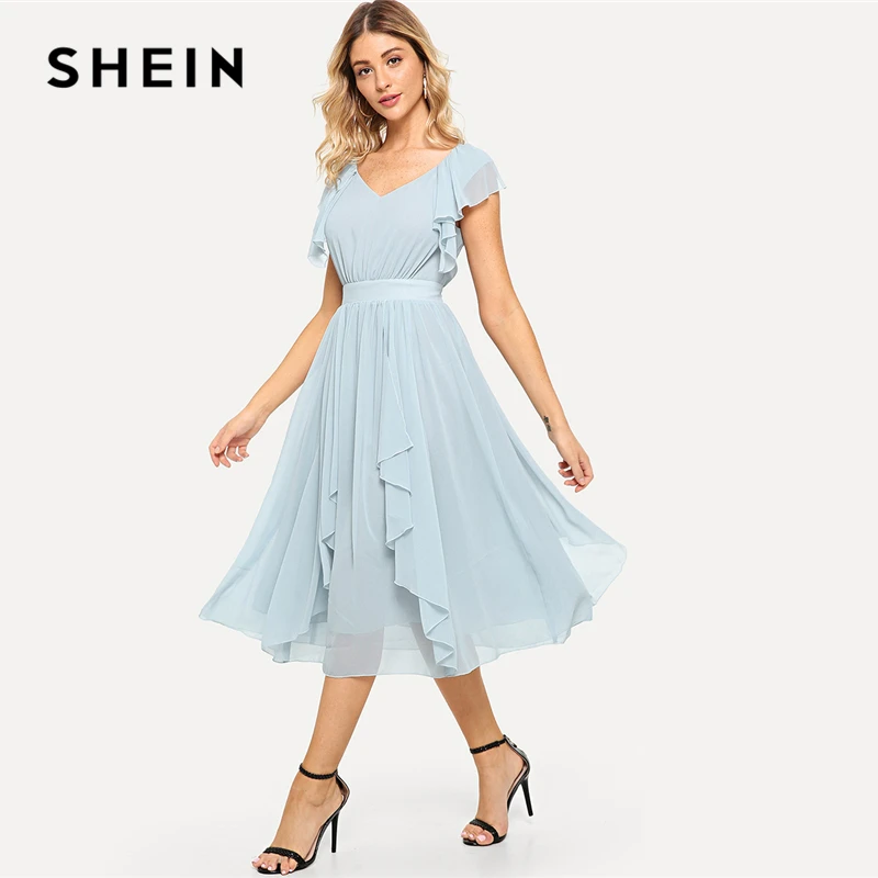 shein blue midi dress