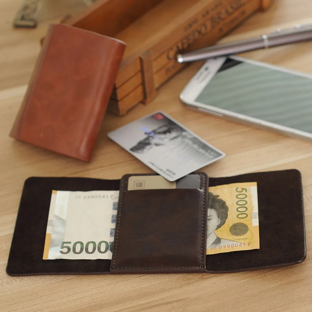 Мужской кожаный держатель для чеков, органайзер складное портмоне, кошелек, тонкий двойной бумажник, мужской кожаный бумажник carteiras