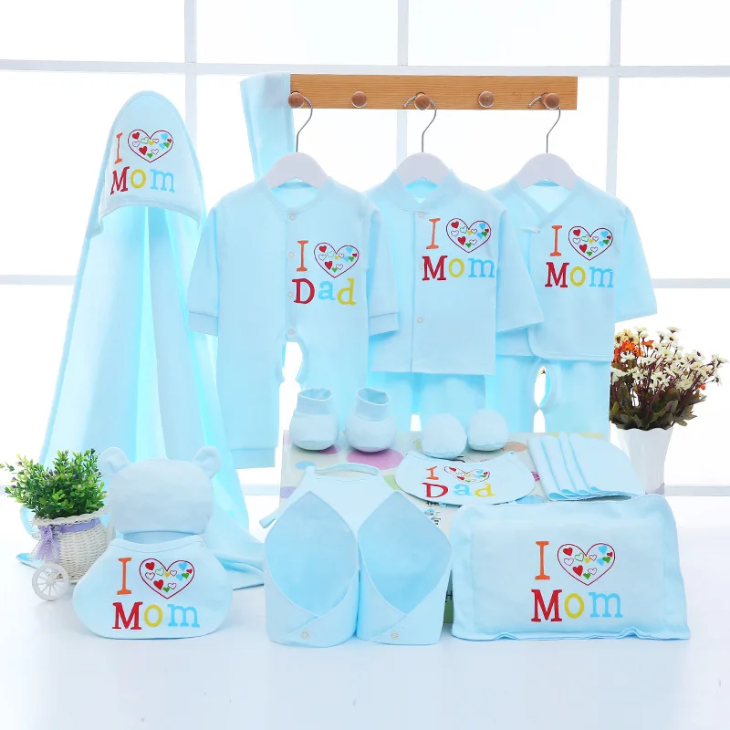

Emotion Moms Newborn Baby 0-3M Clothing Set Baby Boy Girl Pants Shirt Bibs Hat Clothes 100% Cotton Baby Set Underwear 22Pcs/Set