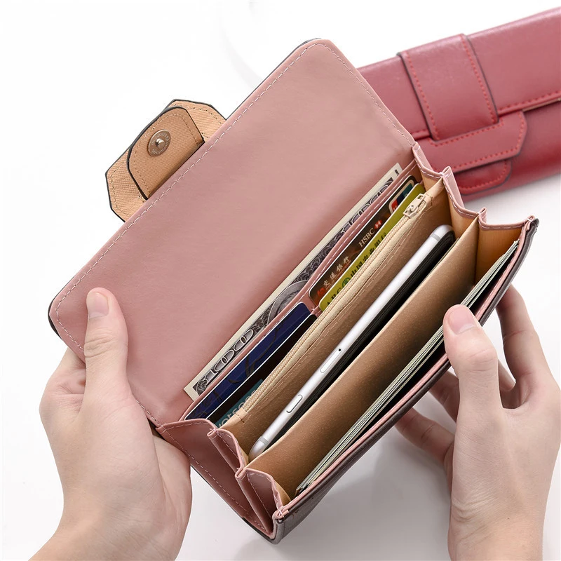 Buy Women'S Long Leather Wallet Bills Bank Card Slot