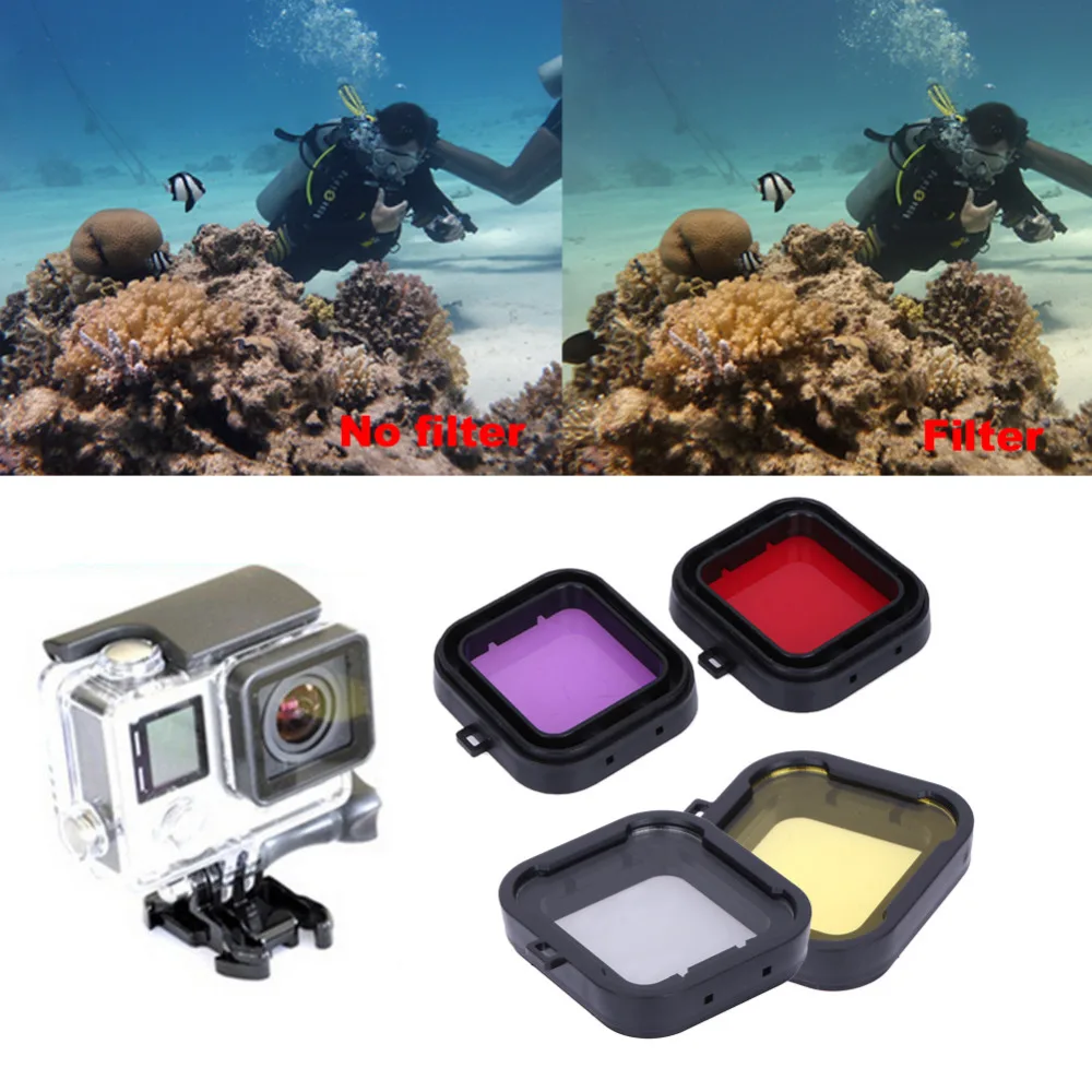 Top Quality 4PCS Underwater Diving Filter Lens Cover UV Filter for