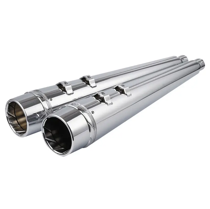 TCMT Motorcycle Chrome 4'' Megaphone Slip on Silencers Exhaust Pipes