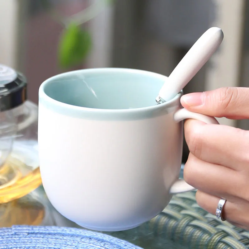 BRTOHE креативная трендовая Милая керамическая чашка Женская Студенческая Корейская версия с крышкой ложка кружка чашка домашняя чашка для завтрака кофейная чашка