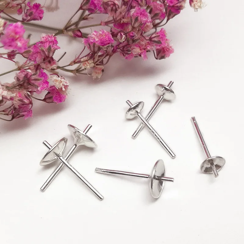 Stock Wholesale Findings 100pcs Pure 925 Sterling Silver Ear Pin Pairs Stud Earrings Supplies