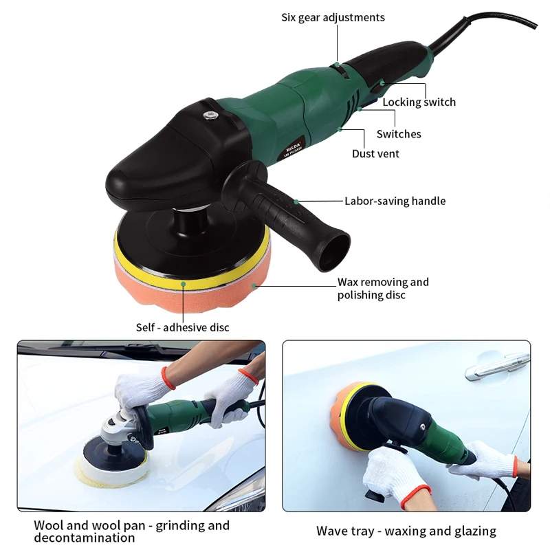 Полировщик для автомобиля 1200 Вт переменная скорость 3500 об/мин 150 мм инструмент для ухода за краской автомобиля полировальный станок шлифовальный станок M14 Электрический полировщик пола