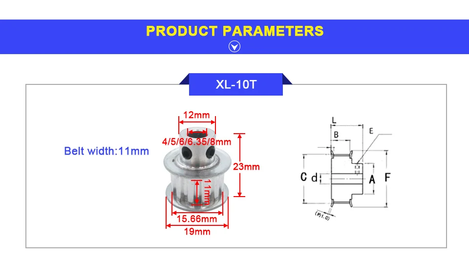 LUPULLEY XL 10 т зубчатый шкив 10 зубов диаметр 4/5/6/6,35/8 мм Алюминий сплав приводной ременный шкив для 10 мм синхронный ремень