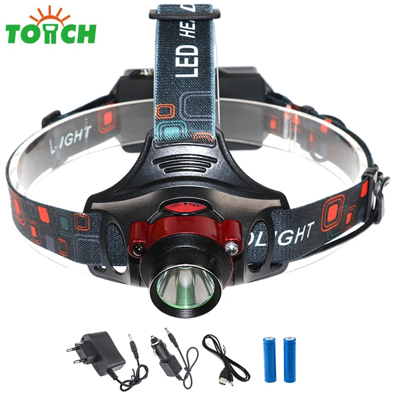 

Powerful induction Headlight Frontale Camping Fishing Lantern IR sensor Headlamp head Flashlight for 2x18650 Battery