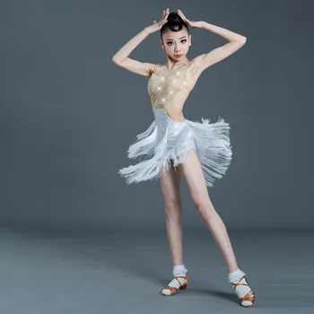 

Kids Dresses For Girls Sexy White Fringe Professional Latin Dancewear Adult Salsa Samba Latin Competition Dance Dress Women