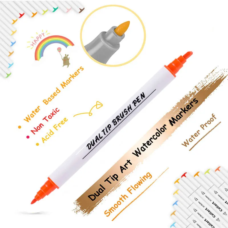 

Dual Tip Fine Tip Artistic Sketch Art Marker Pen Colored Lettering Pen Children Arquitectura Drawing Manga Watercolor Markers