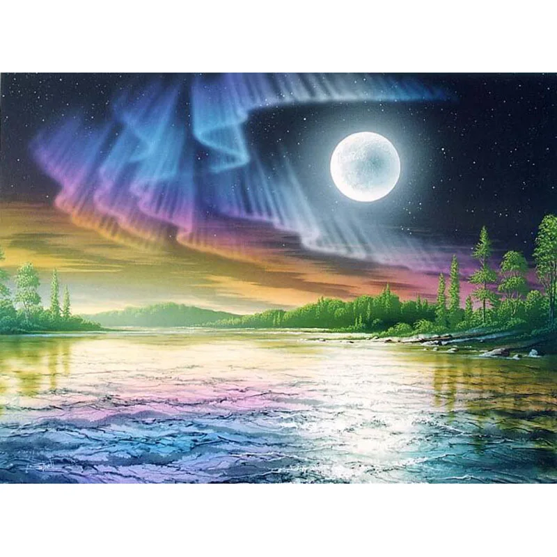 

5d diy round Diamond Embroidery square Northern Lights Diamond Cross Stitch Sky View All Diamond Mosaic Decoration gift v1663