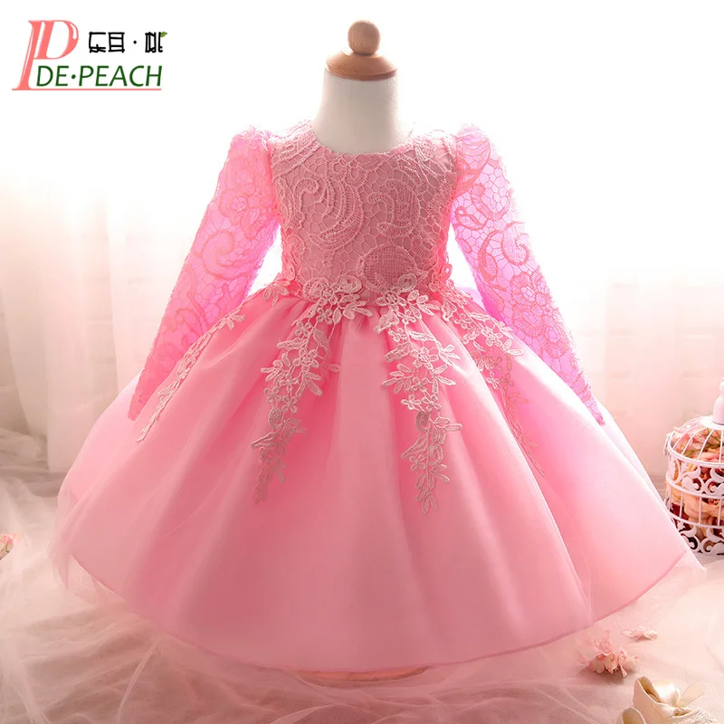 

2018 Kids Girls Birthday Party Wedding Princess tutu Dress For Baby Girls Clothes Lace Flowers Children Bridesmaid Elegant Dress