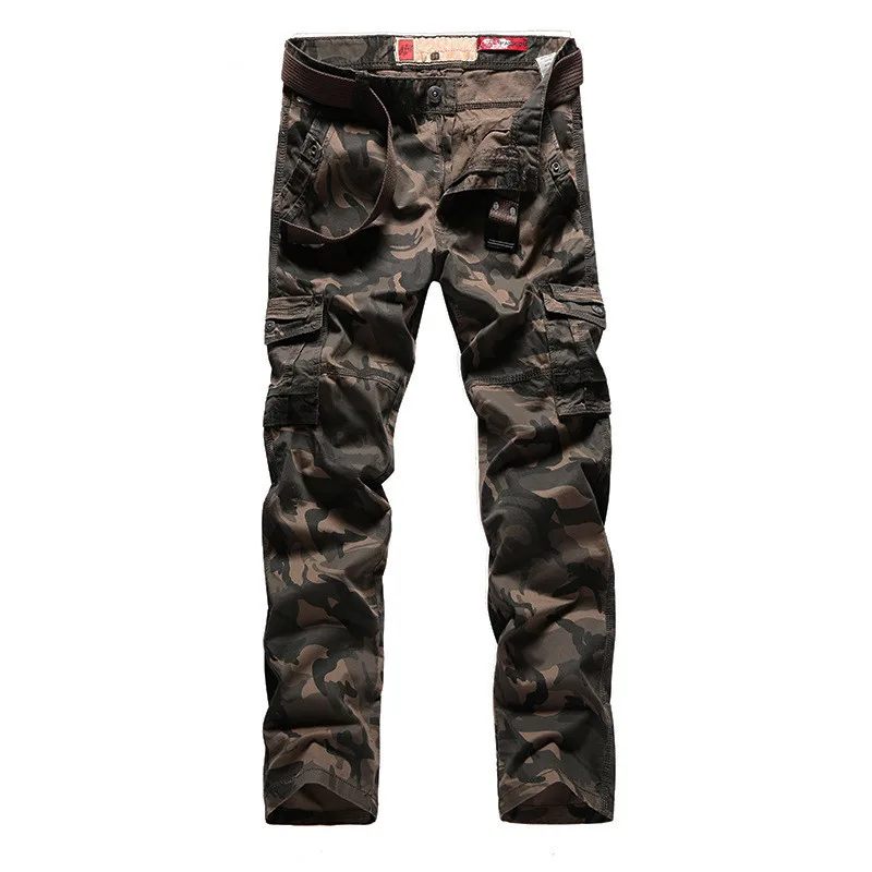 Billige 2018 neue Männer Cargo Pants armee große taschen dekoration mens Casual hosen männlichen herbst armee Camouflage hose plus größe Haben gürtel