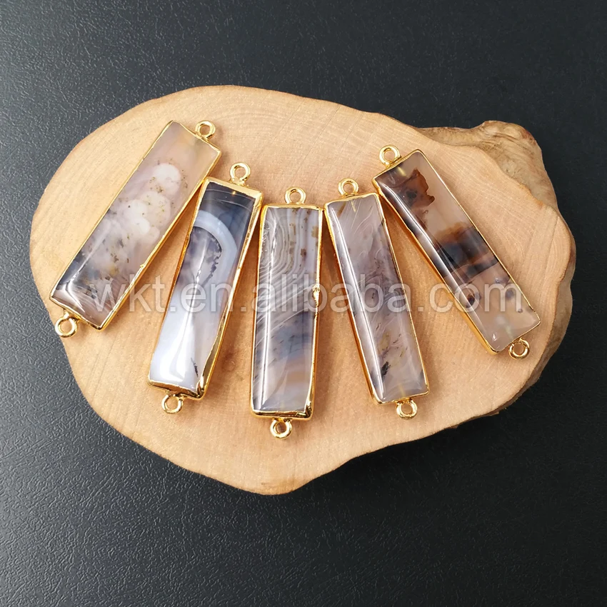 WT C141 Wholesale Rectangle Moss At gate Connector for Bracelets making