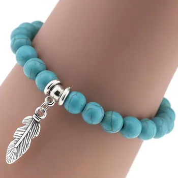

10pcs/set Antique Silver Plated Head Charm with mix many styles Turquoises Natural Stone Beads Bracelet Set For Men Women