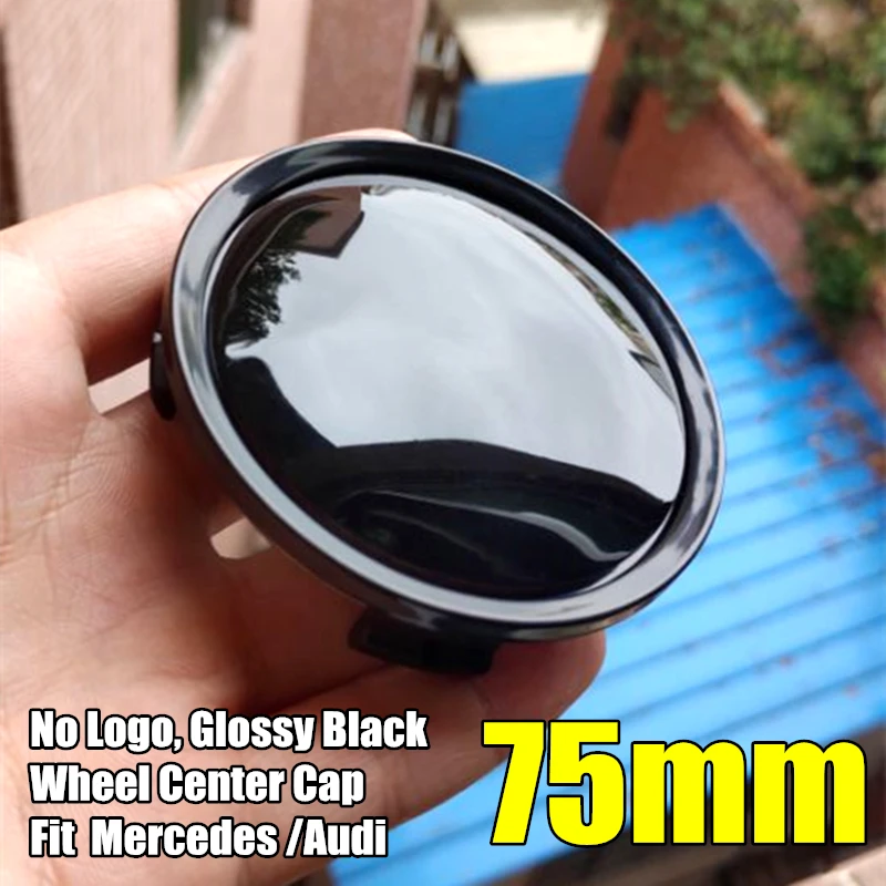 4 Pcs 75mm Glossy Black Alloy Wheel Center Cap Hubcap Rim Cover for Mercedes Benz W202 W203 W124 for Audi A4