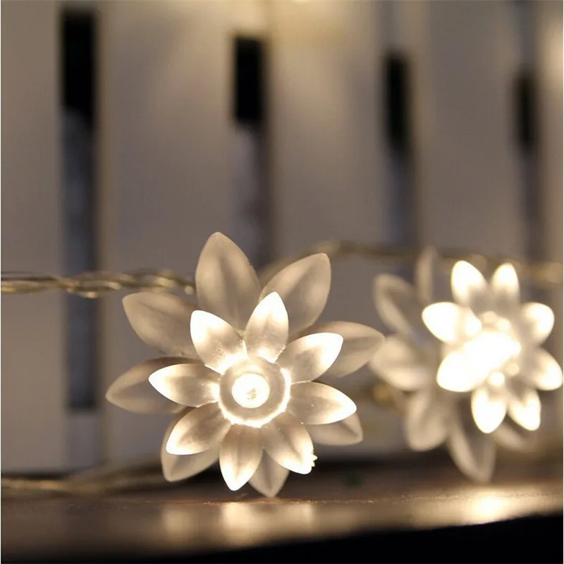 

5M 28 LED Lotus Flower String Fairy lights Christmas Garland Decoration Garland LED Wedding Party Holiday Lighting Home Decor