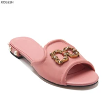 Women Shoes Summer Flat luxury Sandals 2019 Brand Designer G Sandals Pink Ladies Genuine Leather Sandals Slippers Shoes Woman цена Women Shoes Summer Flat luxury Sandals 2019 Brand Designer G Sandals Pink Ladies Genuine Leather Sandals Slippers Shoes Woman цены онлайн