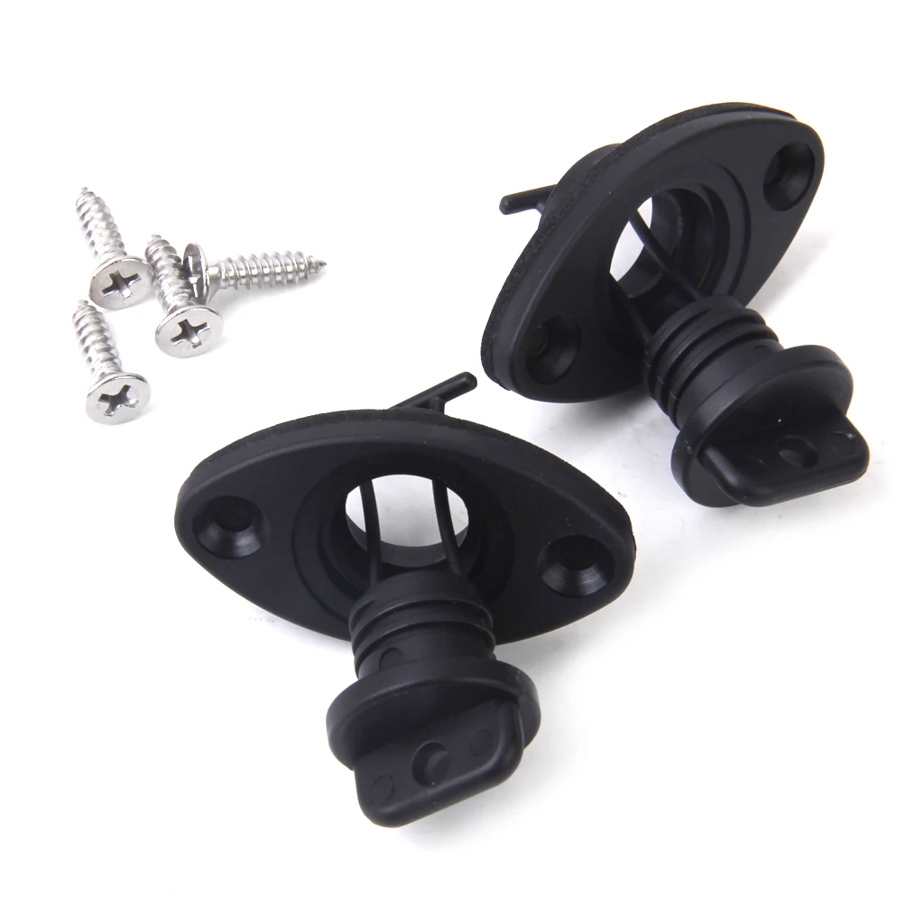 2 Pcs Universal O-ring Drain Plug With 4 Pcs Screws Rowing Boat Accessories Marine for Kayak Canoe Boat Black