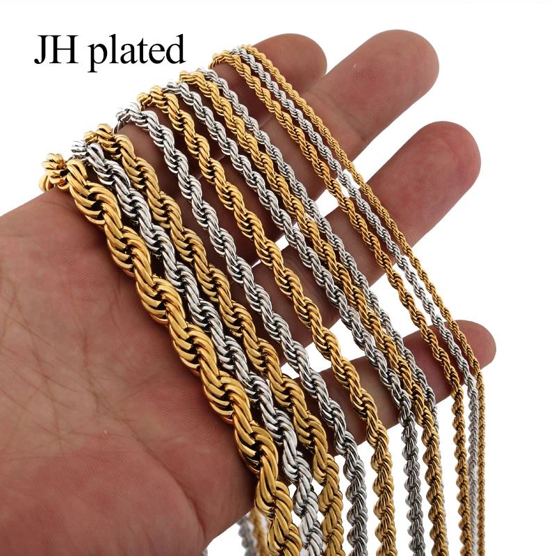 JHplated collares africanos de color dorado plateado para hombre y mujer, longitud de 45, 50 y 60cm, joyería para niños y amigos, regalo de cumpleaños|Collares de cadena| - AliExpress