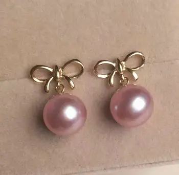 

charming pair of 10-11mm south sea round lavender pearl earring