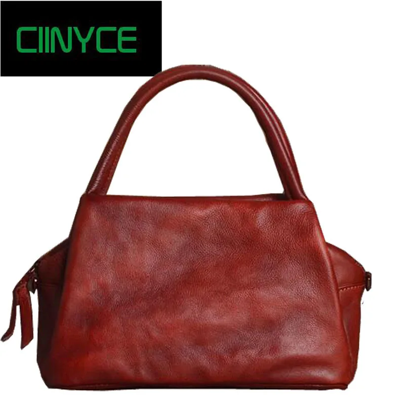 

Real Leather Nature Cow Skin Soft Handbag Vintage Handmade Women Luxury Cross body Elegant Hobos Retro messenger Cowhide Totes