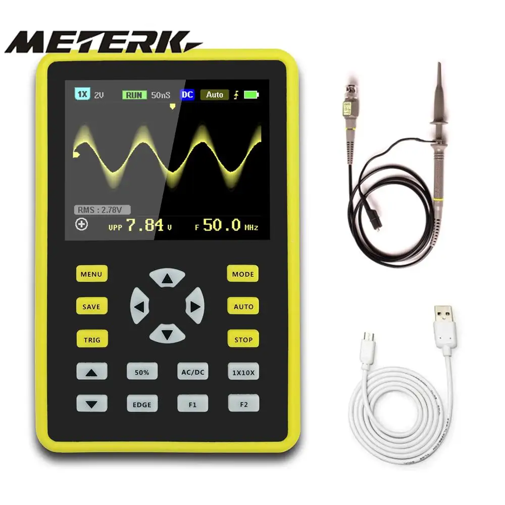

5012H 2.4" LCD Portable usb Digital Oscilloscope with 100MHz Bandwidth and 500MS/s Sampling Rate Automotive Oscilloscope