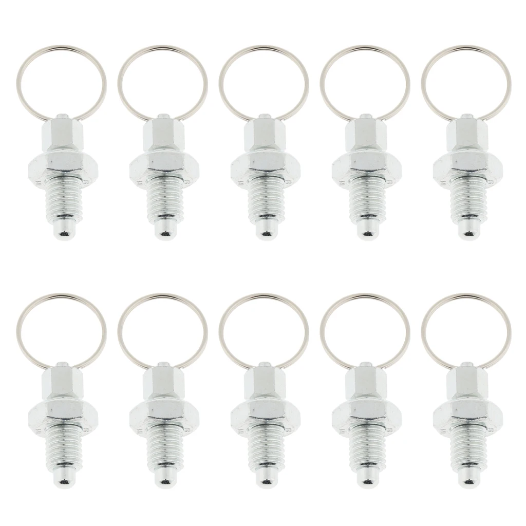 10Pcs Stainless Steel Non Lock-Out Indexing Plunger With Pull Ring M12