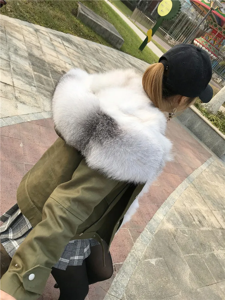 Discount women new parkas real fox fur hoody collar liner 100% genuine army green coat genuine fur jacket warm thick female winter cloth 2 Discount women new parkas real fox fur hoody collar liner 100% genuine army green coat genuine fur jacket warm thick female winter cloth 2